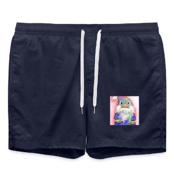Bunter Weihnachtsmann mit Farbverlauf - Badeshorts - French Navy - Vorne - AI Model Male 185 light (185cm)