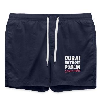 Dubai-Detroit-Dublin - Badeshorts - French Navy - Vorne - AI Model Male 185 light (185cm)