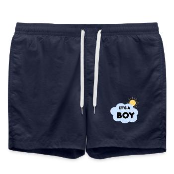 Annonce Naissance Garçon Nuage Soleil it's a Boy - Short de bain - bleu marine - Devant - AI Model Male 185 light (185cm)