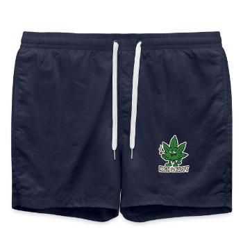 Dessin animé Feuillu Haut & Heureux - Short de bain - bleu marine - Devant - AI Model Male 185 light (185cm)