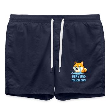 Sehr traurig Much Cry – Doge-Meme-Pixelart - Badeshorts - French Navy - Vorne - AI Model Male 185 light (185cm)