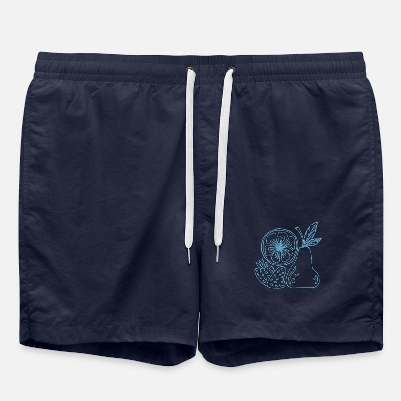 Fruit Lines Blue Sketch - Swim Trunks - french navy