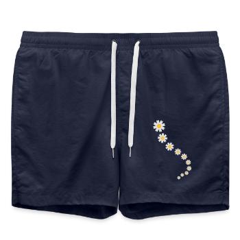 Flowers - Swim Trunks - french navy - Front - AI Model Male 185 light (185cm)