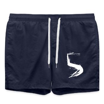 Lieblingszahl Nummer Zahl 5 Fünf Vektor Geschenk - Swim Trunks - french navy - Front - AI Model Male 185 light (185cm)