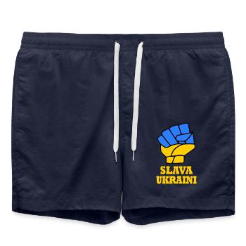 Slava ukraini - Badeshorts - French Navy - Vorne - AI Model Male 185 light (185cm)