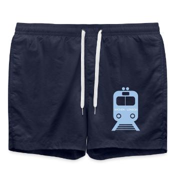 Voyage en train Aix-la-Chapelle Londres - Short de bain - bleu marine - Devant - AI Model Male 185 light (185cm)