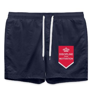 Citation de discipline sur la motivation - Short de bain - bleu marine - Devant - AI Model Male 185 light (185cm)