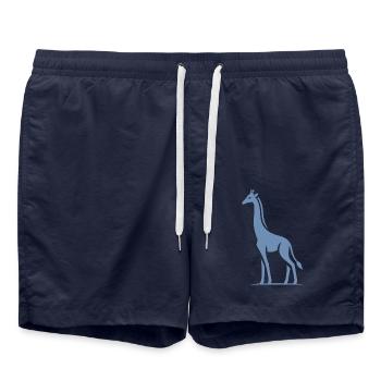 Minimalist Giraffe Africa Silhouette - Swim Trunks - french navy - Front - AI Model Male 185 light (185cm)