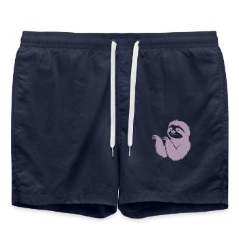 Cool paresseux silhouette portrait visage tête - Short de bain - bleu marine - Devant - AI Model Male 185 light (185cm)