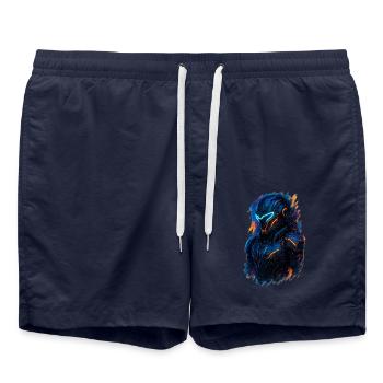 futuristic art of a warrior - Swim Trunks - french navy - Front - AI Model Male 185 light (185cm)