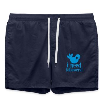 Bird blue i need followers! @ internet social - Swim Trunks - french navy - Front - AI Model Male 185 light (185cm)