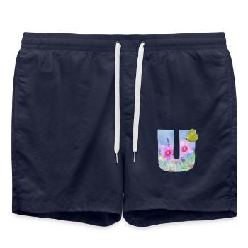 fleurs de printemps papillon u - Short de bain - bleu marine - Devant - AI Model Male 185 light (185cm)