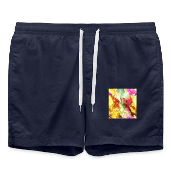 Aquarelles - Short de bain - bleu marine - Devant - AI Model Male 185 light (185cm)