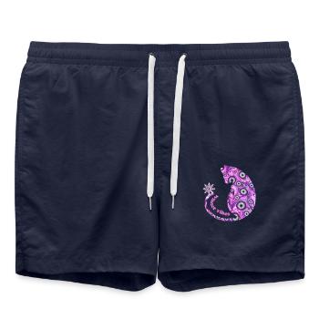 katze mit schneeflocke e 6 - Badeshorts - French Navy - Vorne - AI Model Male 185 light (185cm)