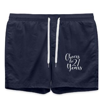 Cheers To 21 Years 21st Birthday Anniversary - Swim Trunks - french navy - Front - AI Model Male 185 light (185cm)