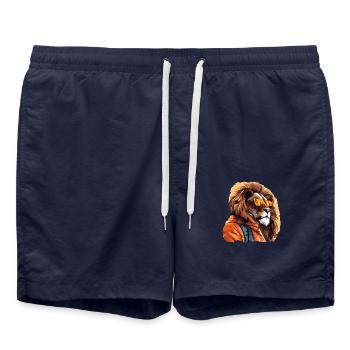 Lion de rue | Amoureux du lion - Short de bain - bleu marine - Devant - AI Model Male 185 light (185cm)