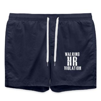 Walking HR Violation - Swim Trunks - french navy - Front - AI Model Male 185 light (185cm)