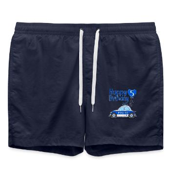 Happy Birthday 5 Police - Swim Trunks - french navy - Front - AI Model Male 185 light (185cm)