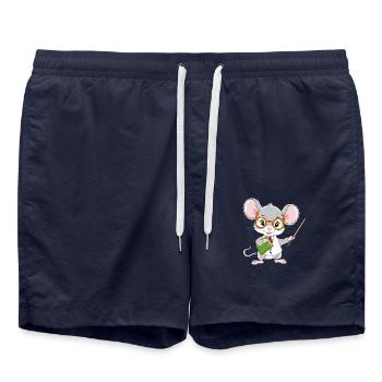 Petite souris intelligente enseignante avec un pointeur - Short de bain - bleu marine - Devant - AI Model Male 185 light (185cm)