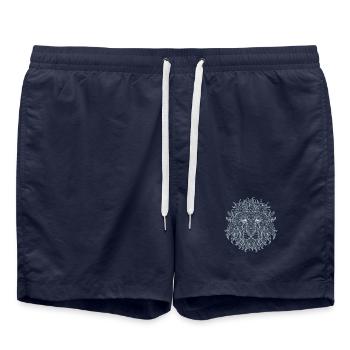 Lion white lion king outline mandala pattern head - Swim Trunks - french navy - Front - AI Model Male 185 light (185cm)