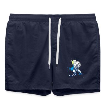 ice hockey splash puck polar bears shooter goal angri - Swim Trunks - french navy - Front - AI Model Male 185 light (185cm)