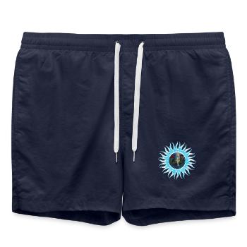 Drachenhöhe auf der Insel - Badeshorts - French Navy - Vorne - AI Model Male 185 light (185cm)