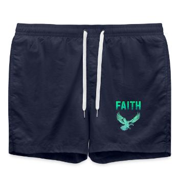 Glaube und Adler Illustration - Badeshorts - French Navy - Vorne - AI Model Male 185 light (185cm)