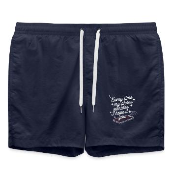 Simple Vibes - Conception de texte de téléphone propre avec des cœurs - Short de bain - bleu marine - Devant - AI Model Male 185 light (185cm)