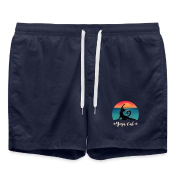 Yoga cat - Badeshorts - French Navy - Vorne - AI Model Male 185 light (185cm)