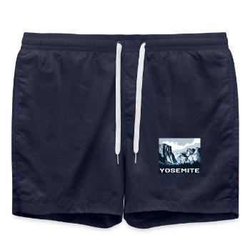 États-Unis Parc national de Yosemite Sierra Nevada Bleu Blanc - Short de bain - bleu marine - Devant - AI Model Male 185 light (185cm)