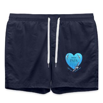 bester Papa - Badeshorts - French Navy - Vorne - AI Model Male 185 light (185cm)