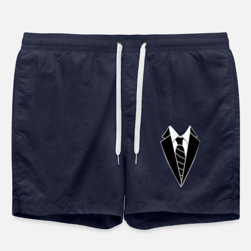 Fake Suit - Tie - Swim Trunks - french navy