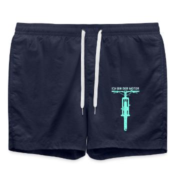 MTB - Anti - E-Bike - Ich bin der Motor - Badeshorts - French Navy - Vorne - AI Model Male 185 light (185cm)