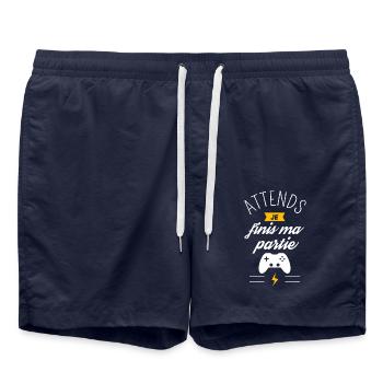 attend je finie ma partie - Short de bain - bleu marine - Devant - AI Model Male 185 light (185cm)