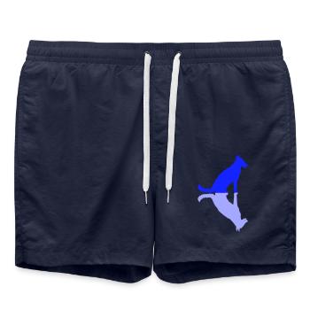 Hund Gespiegelt Schatten Spiegelung Reflektion - Badeshorts - French Navy - Vorne - AI Model Male 185 light (185cm)