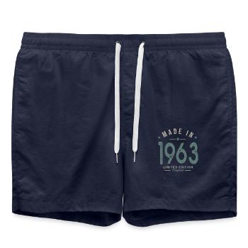 made in 1963 anniversary 59 years gift humor - Swim Trunks - french navy - Front - AI Model Male 185 light (185cm)