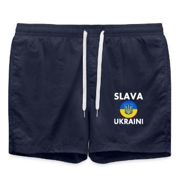 Slava ukraini - Badeshorts - French Navy - Vorne - AI Model Male 185 light (185cm)