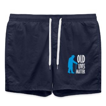 old lives matter quote - Swim Trunks - french navy - Front - AI Model Male 185 light (185cm)