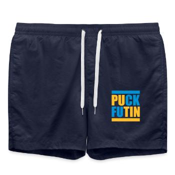 puck futin logo design - Swim Trunks - french navy - Front - AI Model Male 185 light (185cm)