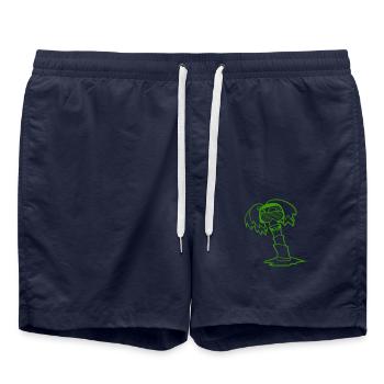 DJ Palm Tree Holiday Beach Summer Holiday Tree Party - Swim Trunks - french navy - Front - AI Model Male 185 light (185cm)
