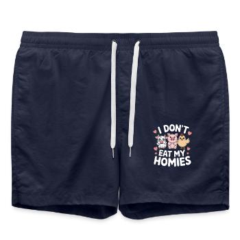 Vegetarian Vegan Veggie Vegetarian - Swim Trunks - french navy - Front - AI Model Male 185 light (185cm)