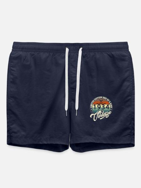 Vintage 1934 Best of 1934 - 91 Year Old Birthday - Swim Trunks - french navy