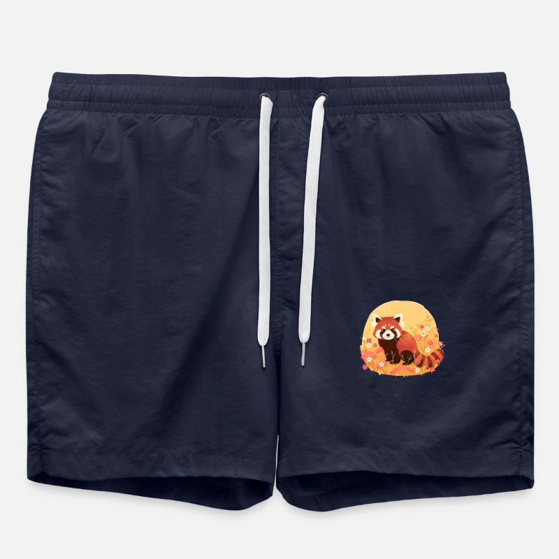 Knallbunte Rote Panda-Illustration - Badeshorts - French Navy