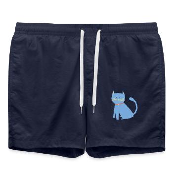 Chat bleu - Short de bain - bleu marine - Devant - AI Model Male 185 light (185cm)