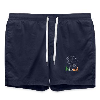 Irland Schaf (bunte Version) - Badeshorts - French Navy - Vorne - AI Model Male 185 light (185cm)