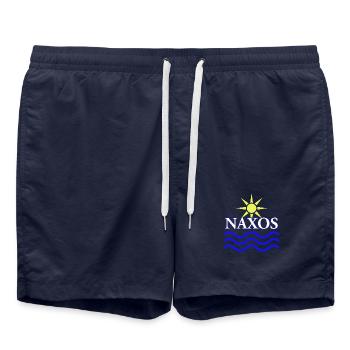 Naxos Sonne und Wellen Logo Design - Badeshorts - French Navy - Vorne - AI Model Male 185 light (185cm)