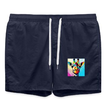 Girafe Pop Art - Short de bain - bleu marine - Devant - AI Model Male 185 light (185cm)
