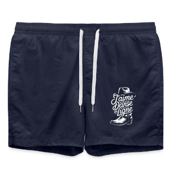J'aime la danse en ligne - motif de danse en ligne - Short de bain - bleu marine - Devant - AI Model Male 185 light (185cm)
