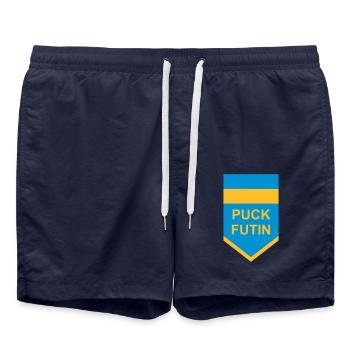 Conception du logo Puck Futin - Short de bain - bleu marine - Devant - AI Model Male 185 light (185cm)
