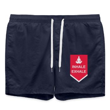 Inspirez expirez Yoga citation - Short de bain - bleu marine - Devant - AI Model Male 185 light (185cm)